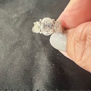 Diamonique triple stone ring in sterling silver